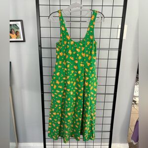 Tabitha Brown/Target Vibrant Green Sleeveless Dress w/Orange Cheetah Print EUC